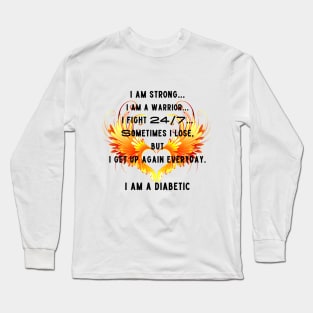 Proud Diabetic Flaming Heart Long Sleeve T-Shirt